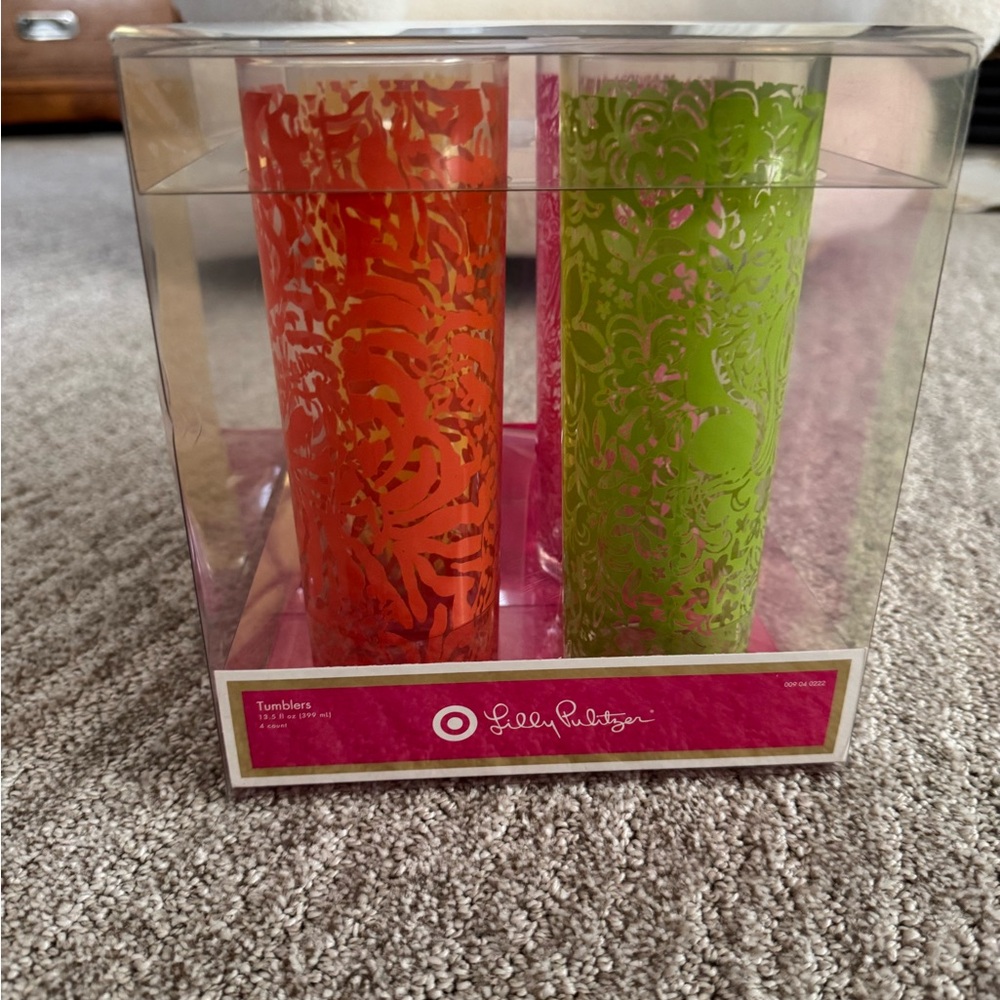 Lilly Pulitzer for Target set of 4 Glass Tumblers new never used
